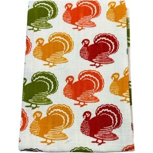 Crate & Barrel Turkey Trot Dishtowel OS Multicolor NEW Thanksgiving 466-183